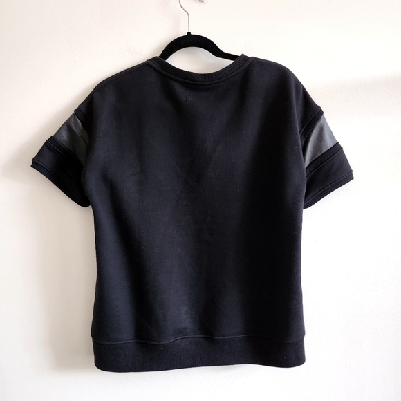 Rag & Bone S short sleeve sweatshirt with leather details, black - Picture 3 of 9